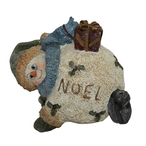 Snowman Tumbling Noel Greeter Sparkling Glitter Resin - Picture 1 of 5